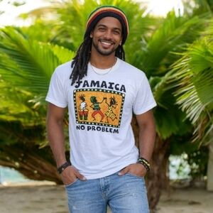 VINTAGE 90s t-shirt JAMAICA no problem mon reggae Daily T's shirt Small …Y2K